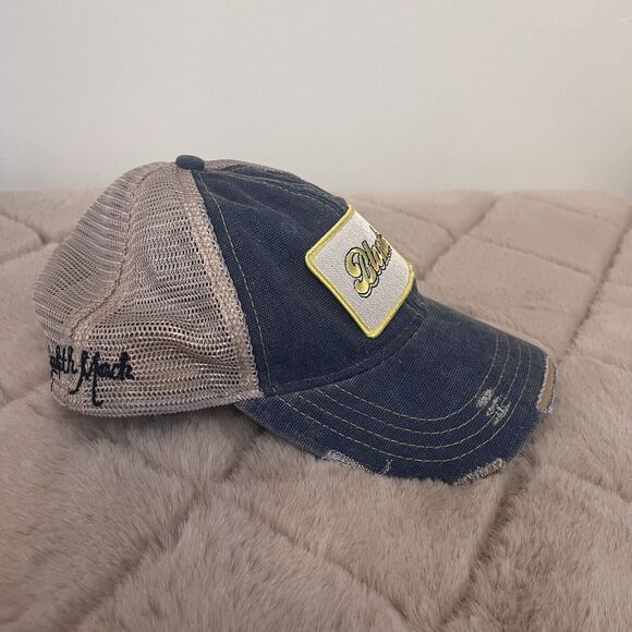 Blondie Trucker Hat Judith March Snapback Distressed Denim Vented One Size - Picture 13 of 13